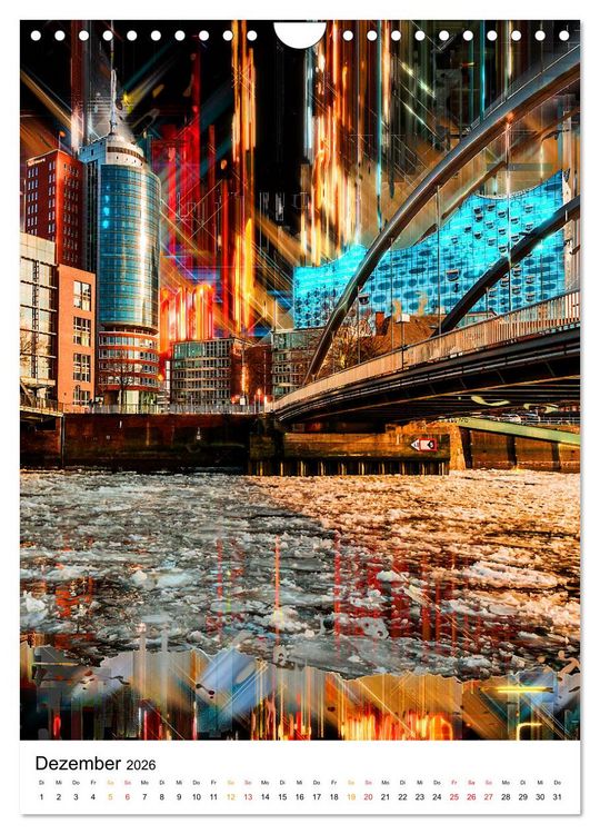 Produktbild: Hamburg bunte Stadt (Wandkalender 2026 DIN A4 hoch), CALVENDO Monatskalender