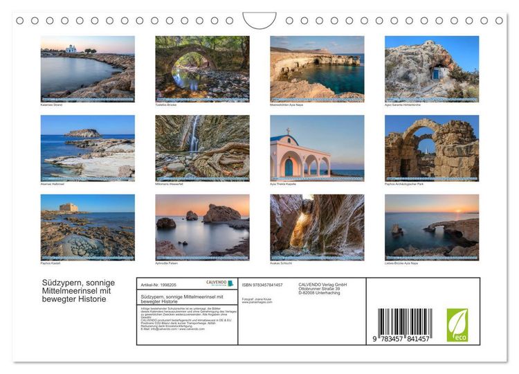 Produktbild: S&uuml;dzypern, sonnige Mittelmeerinsel mit bewegter Historie (Wandkalender 2026 DIN A4 quer), CALVENDO Monatskalender