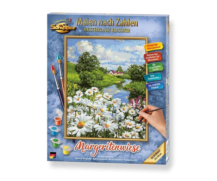 Schipper 609240899 - Malen nach Zahlen, Meisterklasse Klassiker, Margeritenwiese, 24x30cm