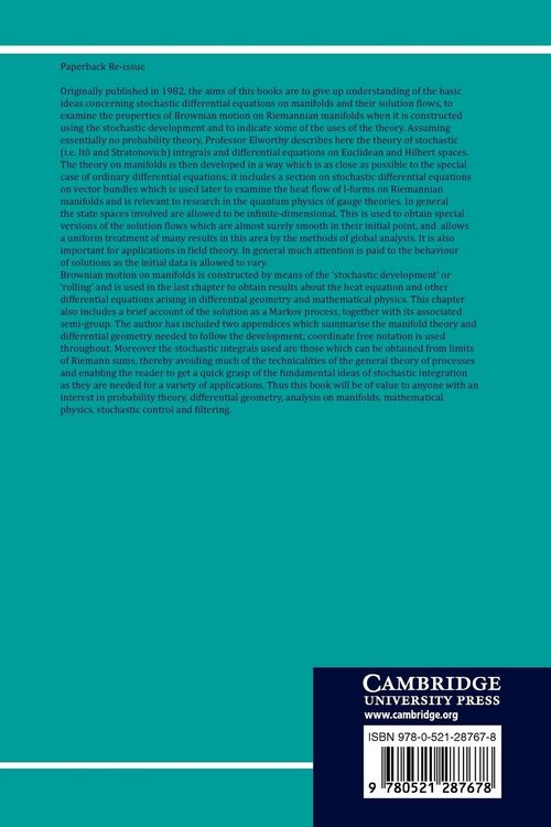 Produktbild: Stochastic Differential Equations on Manifolds