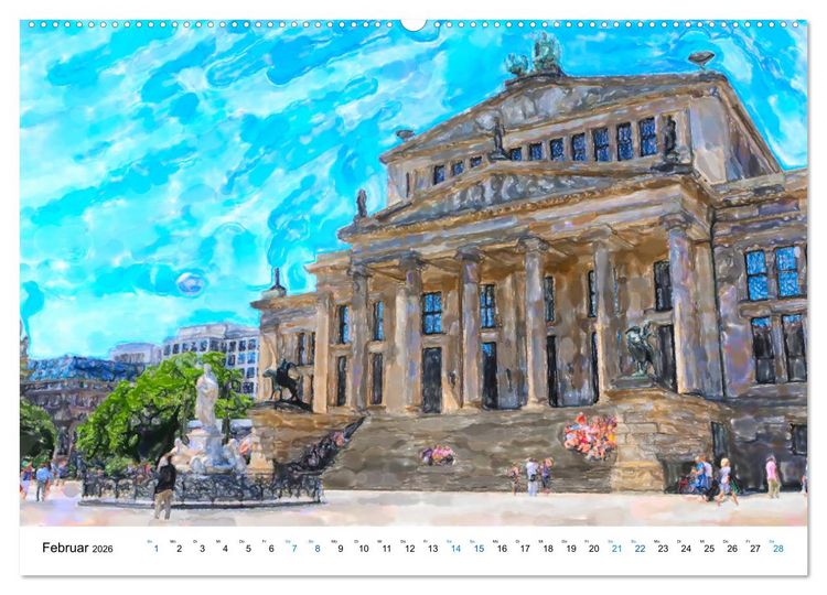 Produktbild: Berlin - Stadtansichten im Aquarell-Design (hochwertiger Premium Wandkalender 2026 DIN A2 quer), Kunstdruck in Hochglanz