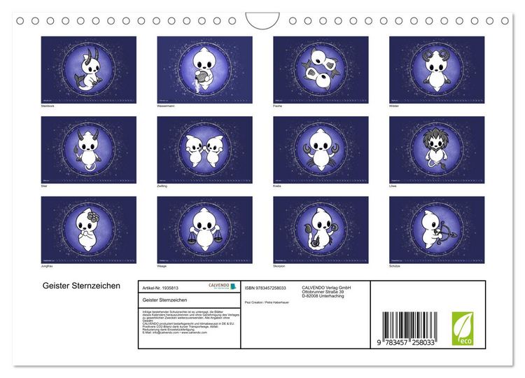 Produktbild: Geister Sternzeichen (Wandkalender 2026 DIN A4 quer), CALVENDO Monatskalender