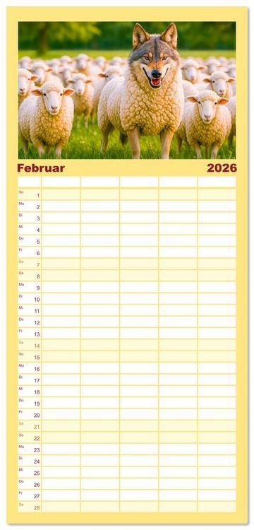 Produktbild: Familienplaner 2026 - Tierische Redewendungen - Ein Kalender voller Spr&uuml;che und Sprachbilder mit 5 Spalten (Wandkalender, 21 x 45 cm) CALVENDO