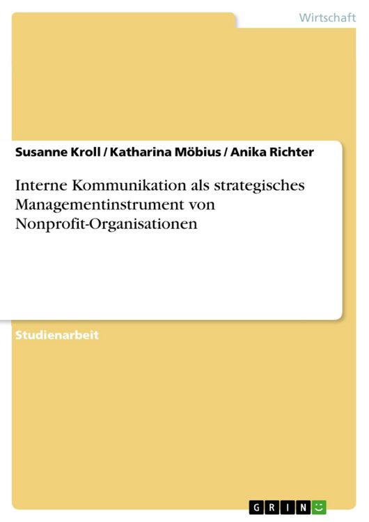 Produktbild: Interne Kommunikation als strategisches Managementinstrument von Nonprofit-Organisationen