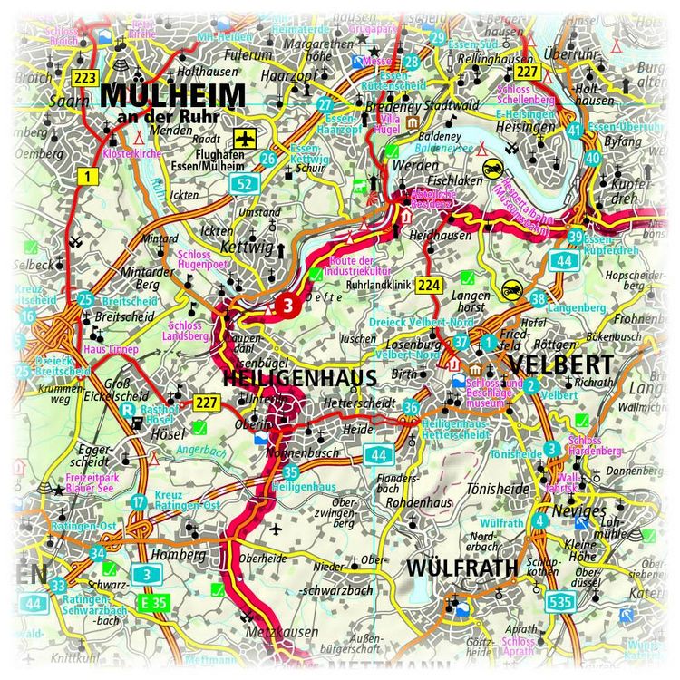 Produktbild: Publicpress Motorradkarte Bergisches Land, Ruhrgebiet, Niederrhein 1:200.000