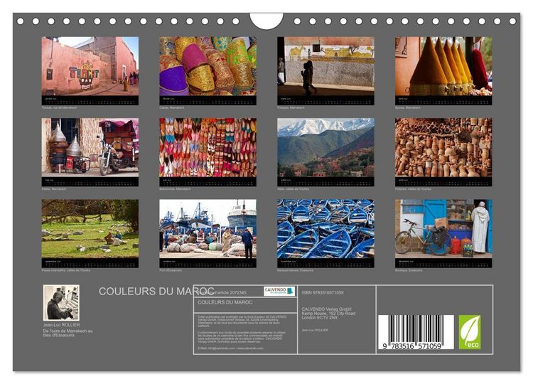 Produktbild: COULEURS DU MAROC (Calendrier mural 2026 DIN A4 vertical), CALVENDO calendrier mensuel