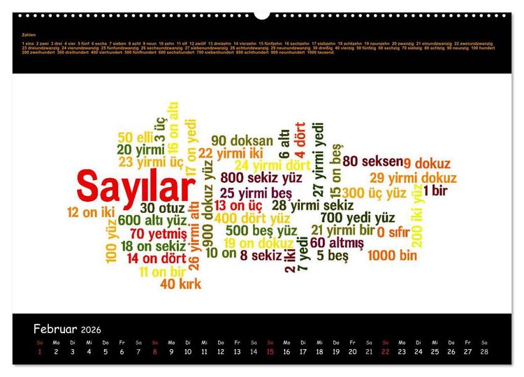 Produktbild: Sprachkalender T&uuml;rkisch-Deutsch (hochwertiger Premium Wandkalender 2026 DIN A2 quer), Kunstdruck in Hochglanz