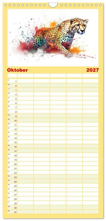 Produktbild: Familienplaner 2027 - Raubtiere voll Eleganz und Kraft mit 5 Spalten (Wandkalender, 21 x 45 cm) CALVENDO