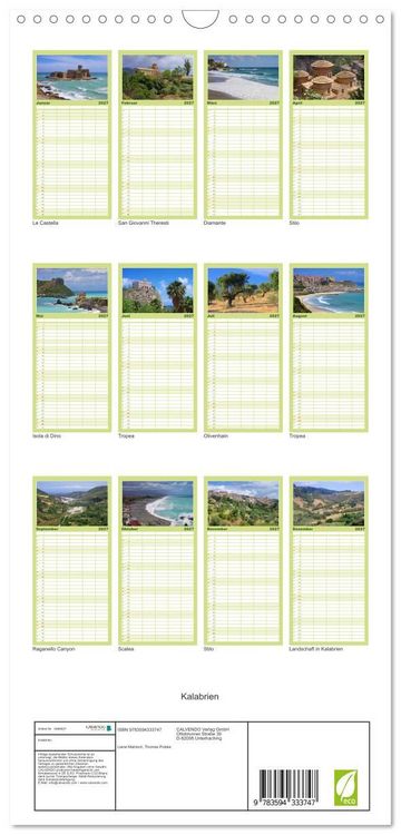 Produktbild: Familienplaner 2027 - Kalabrien mit 5 Spalten (Wandkalender, 21 x 45 cm) CALVENDO