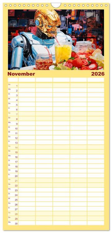 Produktbild: Familienplaner 2026 - Pop-Art. Eine Reise in coolen Illustrationen mit 5 Spalten (Wandkalender, 21 x 45 cm) CALVENDO