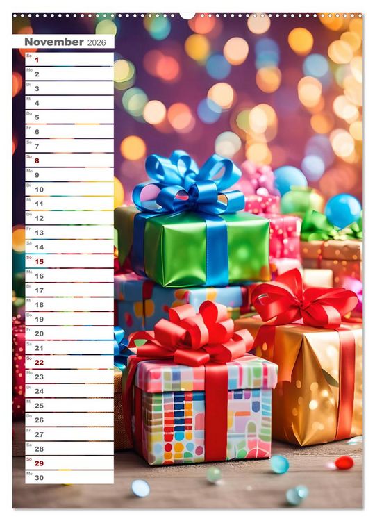 Produktbild: Festliche Momente - Ein Jahr mit KI Geburtstagen (hochwertiger Premium Wandkalender 2026 DIN A2 hoch), Kunstdruck in Hochglanz