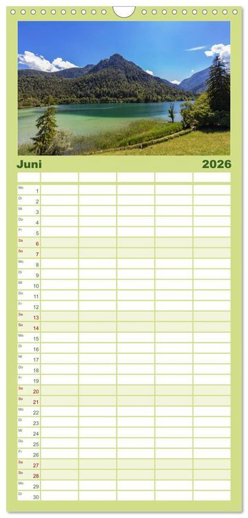 Produktbild: Familienplaner 2026 - Bayern - Seen, Berge, Landschaft mit 5 Spalten (Wandkalender, 21 x 45 cm) CALVENDO