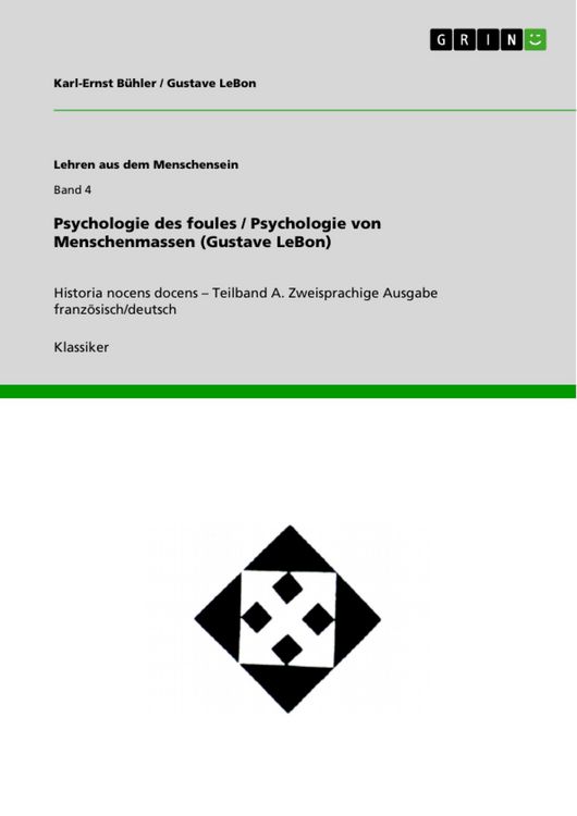 Produktbild: Psychologie des foules / Psychologie von Menschenmassen (Gustave LeBon)