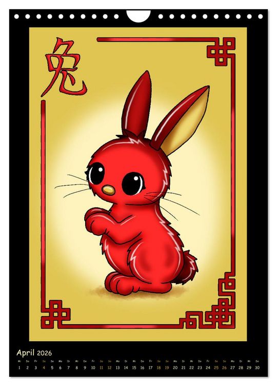 Produktbild: niedliche Tierkreiszeichen im chinesischem Stil (Wandkalender 2026 DIN A4 hoch), CALVENDO Monatskalender