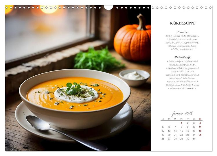 Produktbild: K&uuml;rbiszeit - Ein Jahr voller Rezepte und Inspirationen (Wandkalender 2026 DIN A3 quer), CALVENDO Monatskalender