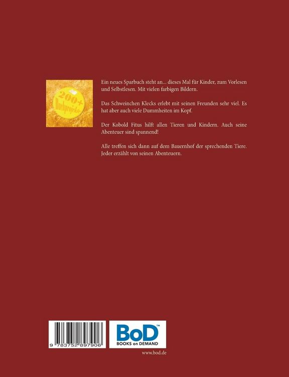 Produktbild: S&uuml;ltz' Sparbuch Nr.4 - 3 Kinderb&uuml;cher: Das Schweinchen Klecks und andere Kindergeschichten + Fitus, der Kobold + Bauernhof der Tiere