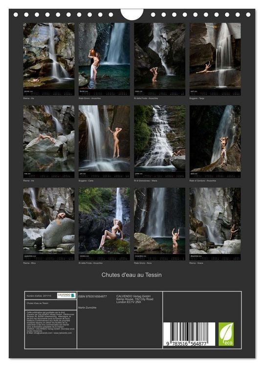 Produktbild: Chutes d'eau au Tessin (Calendrier mural 2026 DIN A4 horizontal), CALVENDO calendrier mensuel