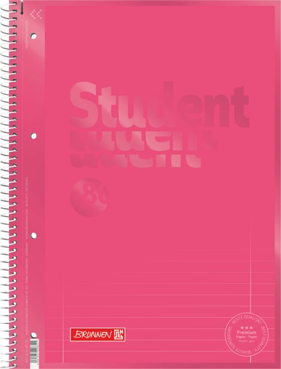 Produktbild: Brunnen Collegeblock Premium Student Colour Code &brvbar; A4, Lineatur 27, 80 Blatt, tulip