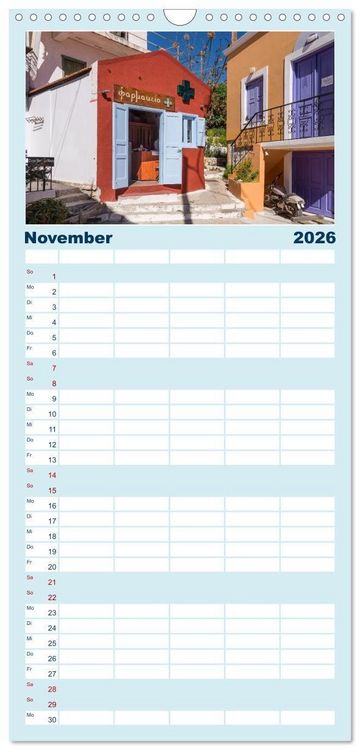 Produktbild: Familienplaner 2026 - Insel Chalki mit 5 Spalten (Wandkalender, 21 x 45 cm) CALVENDO