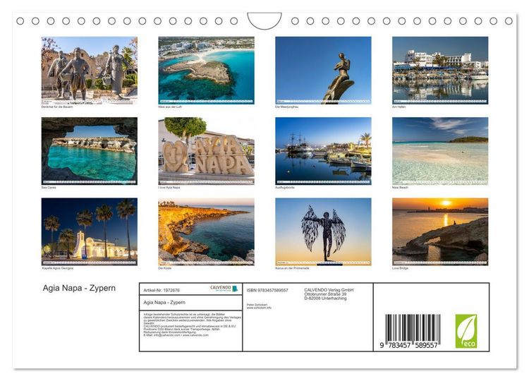 Produktbild: Agia Napa - Zypern (Wandkalender 2026 DIN A4 quer), CALVENDO Monatskalender