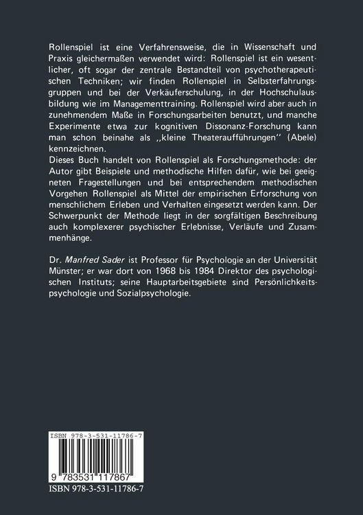 Produktbild: Rollenspiel als Forschungsmethode