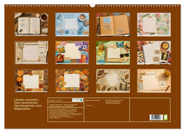 Produktbild: L&auml;cheln sammeln - Dein pers&ouml;nlicher Gl&uuml;ckskalender zum Mitgestalten (Wandkalender 2027 DIN A2 quer), CALVENDO Monatskalender
