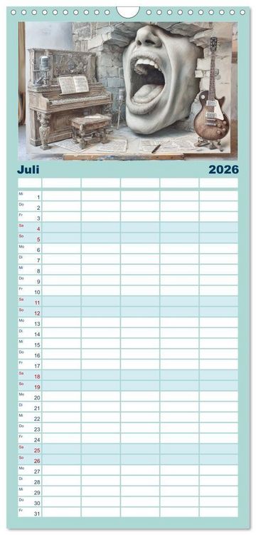 Produktbild: Familienplaner 2026 - Herzschlag in Noten mit 5 Spalten (Wandkalender, 21 x 45 cm) CALVENDO