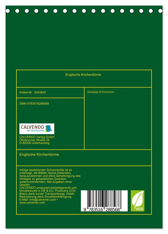Produktbild: Englische Kirchent&uuml;rme (Tischkalender 2026 DIN A5 hoch), CALVENDO Monatskalender