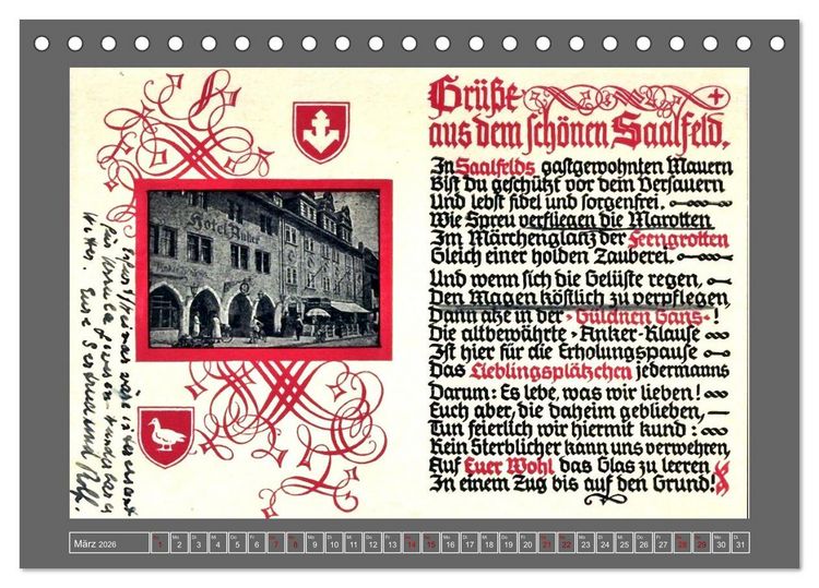 Produktbild: Gru&szlig; aus Saalfeld an der Saale (Tischkalender 2026 DIN A5 quer), CALVENDO Monatskalender