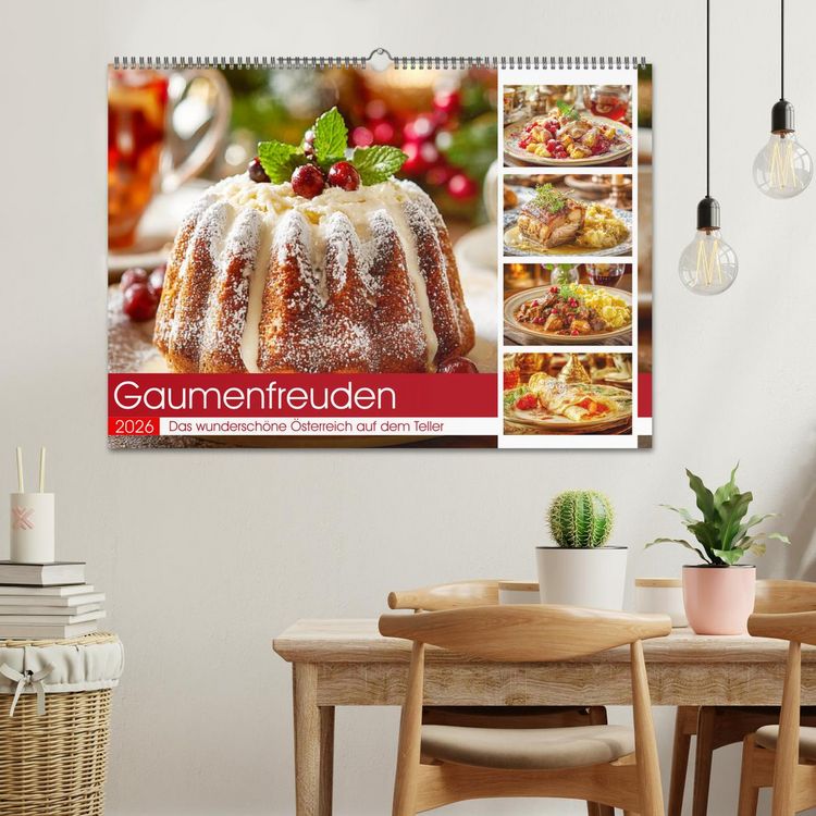 Produktbild: Gaumenfreuden. Das wundersch&ouml;ne &Ouml;sterreich auf dem Teller (Wandkalender 2026 DIN A2 quer), CALVENDO Monatskalender