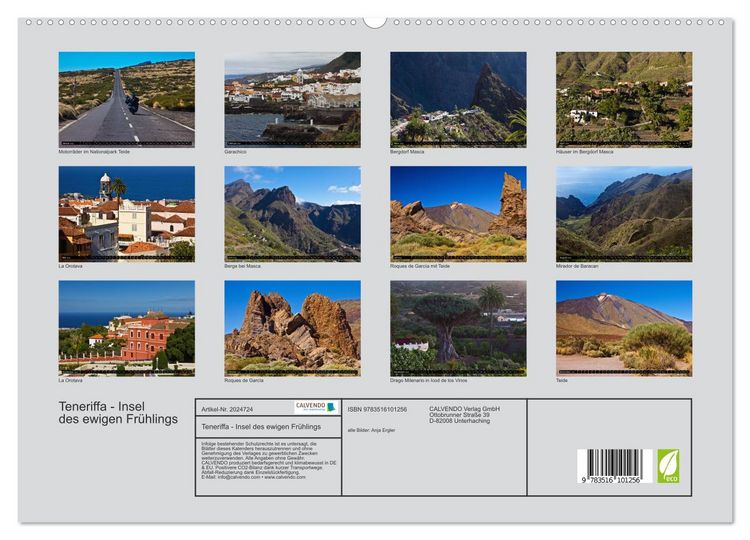 Produktbild: Teneriffa - Insel des ewigen Fr&uuml;hlings (hochwertiger Premium Wandkalender 2026 DIN A2 quer), Kunstdruck in Hochglanz