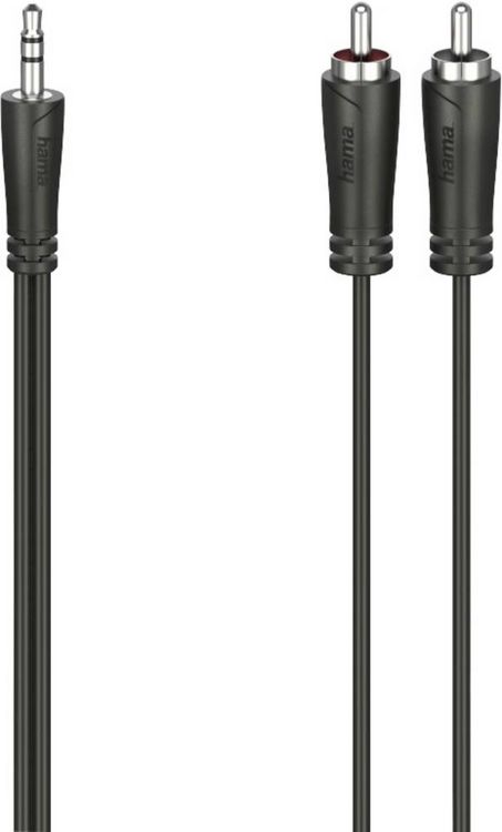 Produktbild: Hama 00205110 Klinke / Cinch Audio Anschlusskabel [2x Cinch-Stecker - 1x Klinkenstecker 3.5 mm] 1.5 m Schwarz