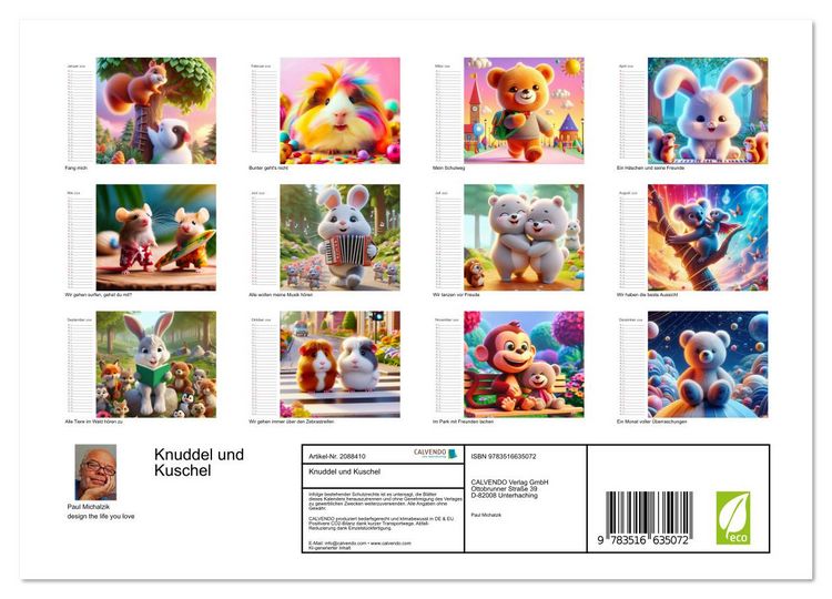 Produktbild: Knuddel und Kuschel (Wandkalender 2026 DIN A4 quer), CALVENDO Monatskalender