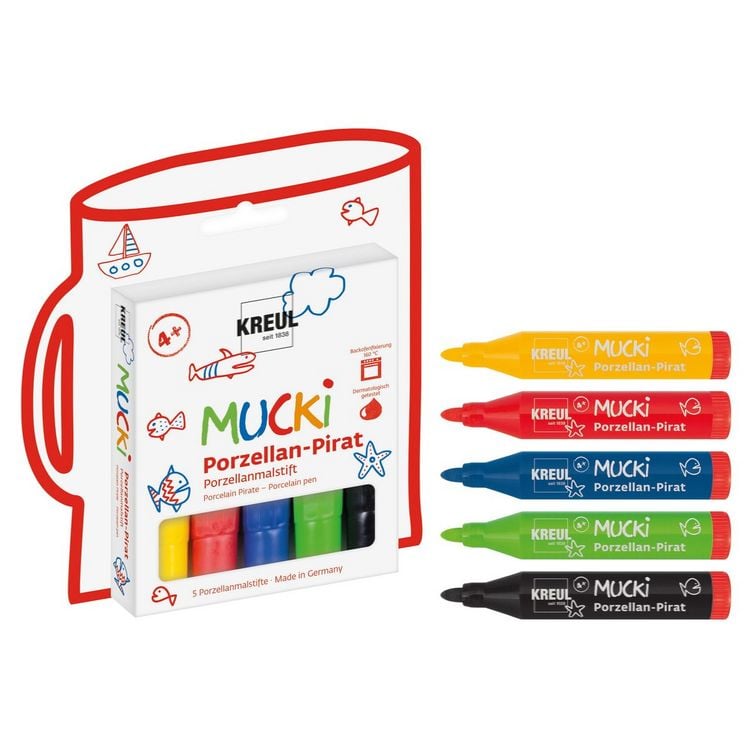 Produktbild: KREUL MUCKI Porzellan-Pirat Porzellanmalstift 5er Set