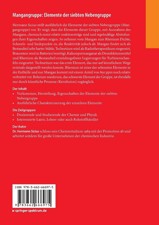 Produktbild: Mangangruppe: Elemente der siebten Nebengruppe