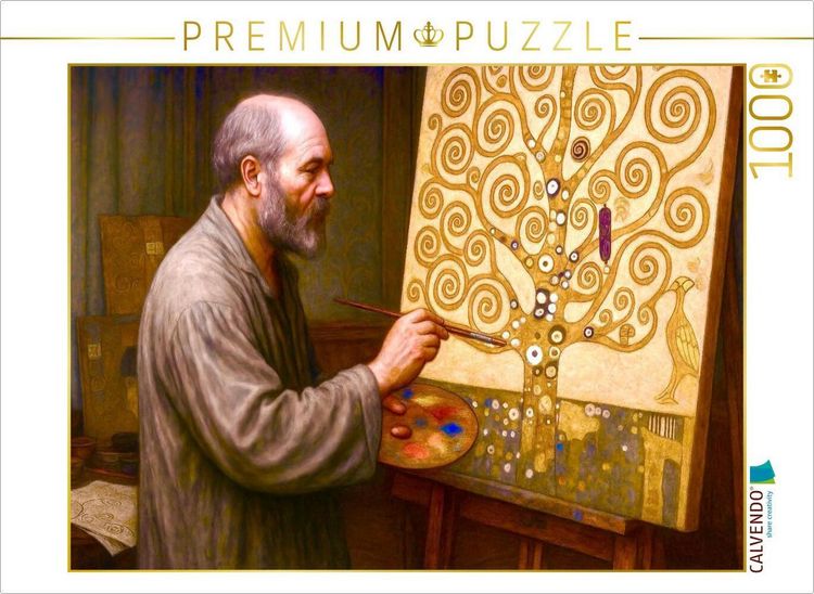 Produktbild: CALVENDO Puzzle Gustav Klimt malt den "Baum des Lebens" | 1000 Teile Lege-Gr&ouml;&szlig;e 64x48cm Foto-Puzzle f&uuml;r gl&uuml;ckliche Stunden