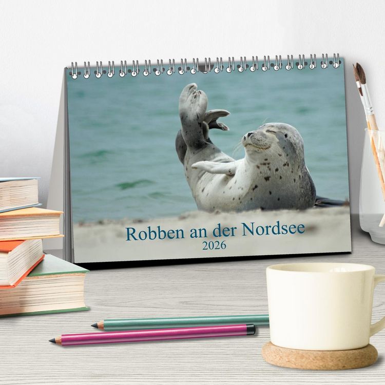 Produktbild: Robben an der Nordsee (Tischkalender 2026 DIN A5 quer), CALVENDO Monatskalender