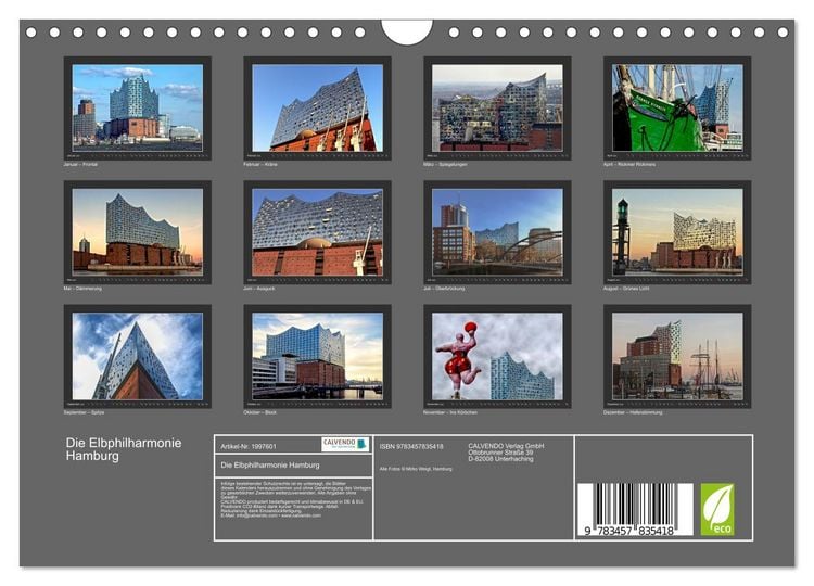 Produktbild: Die Elbphilharmonie Hamburg (Wandkalender 2026 DIN A4 quer), CALVENDO Monatskalender
