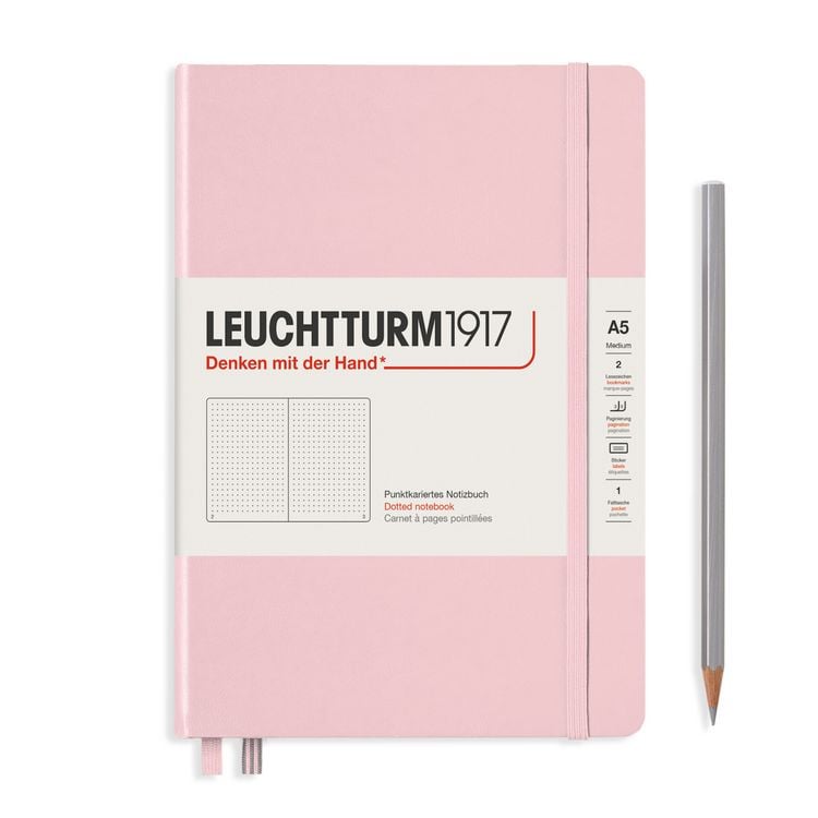 Produktbild: LEUCHTTURM1917 Notizbuch Medium (A5), Hardcover, 251 nummerierte Seiten, Puder, Dotted