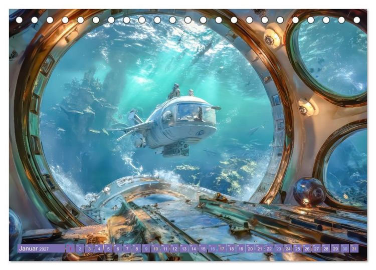 Produktbild: Tauche ein in die Zukunft - Science Fiction Unterwasserwelten (Tischkalender 2027 DIN A5 quer), CALVENDO Monatskalender