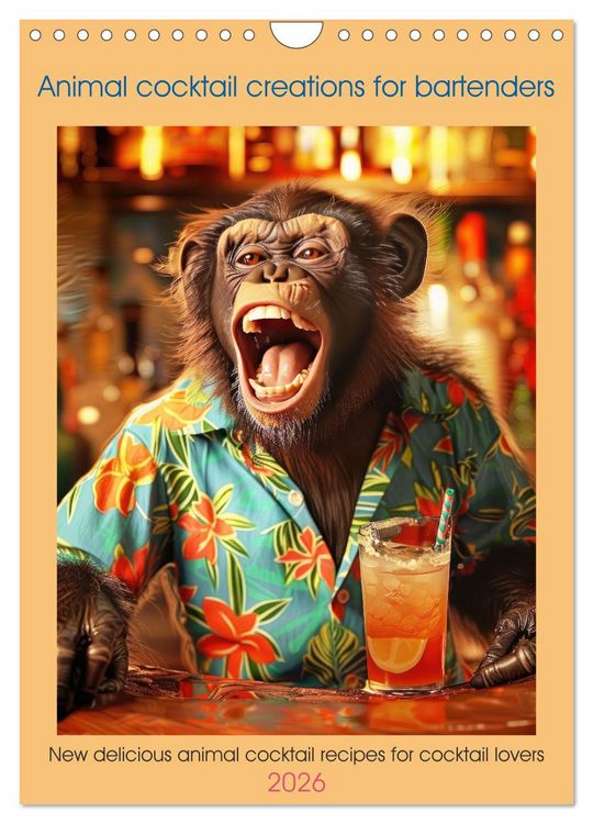 Produktbild: Animal cocktail creations for bartenders (Wall Calendar 2026 DIN A4 portrait), CALVENDO 12 Month Wall Calendar