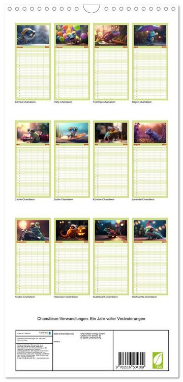 Produktbild: Familienplaner 2026 - Cham&auml;leon-Verwandlungen. Ein Jahr voller Ver&auml;nderungen mit 5 Spalten (Wandkalender, 21 x 45 cm) CALVENDO