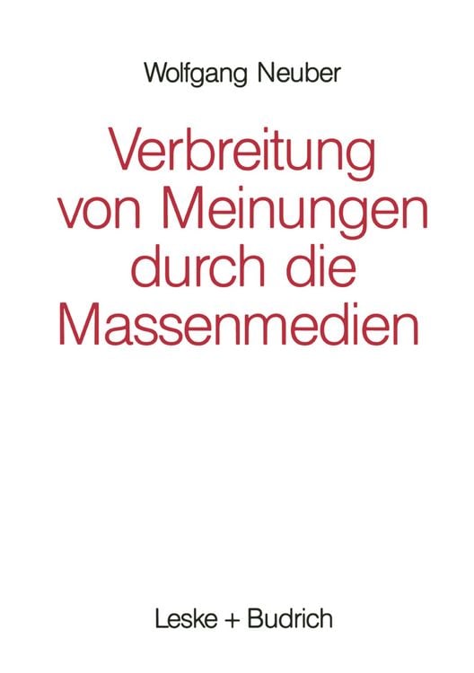 Produktbild: Verbreitung von Meinungen durch die Massenmedien