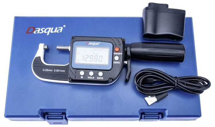 Produktbild: Dasqua 4105-0005 Digitales Dickenmessger&auml;t (L x B) 160 mm x 55 mm mit digitaler Anzeige, metrisch 25 mm Ablesung: 0.01 mm