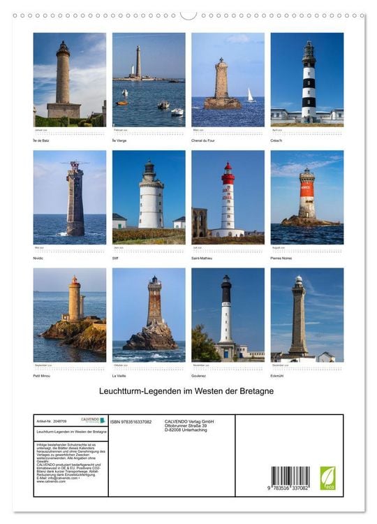 Produktbild: Leuchtturm-Legenden im Westen der Bretagne (hochwertiger Premium Wandkalender 2026 DIN A2 hoch), Kunstdruck in Hochglanz