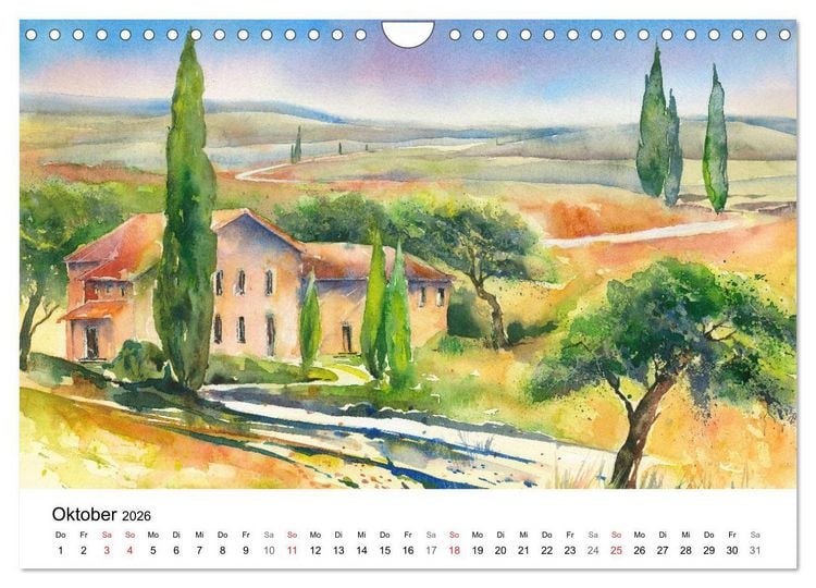 Produktbild: Toskana Aquarelle (Wandkalender 2026 DIN A4 quer), CALVENDO Monatskalender