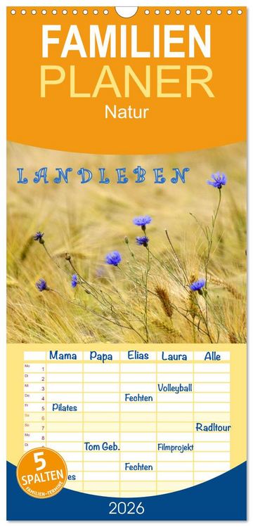 Produktbild: Familienplaner 2026 - LANDLEBEN mit 5 Spalten (Wandkalender, 21 x 45 cm) CALVENDO