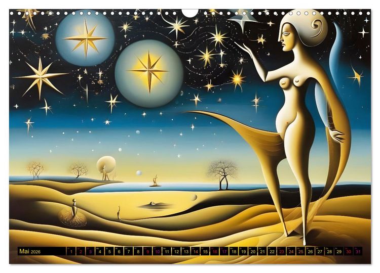 Produktbild: Erde, Sonne, Mond und Sterne Surrealistische Kunstwerke (Wandkalender 2026 DIN A3 quer), CALVENDO Monatskalender