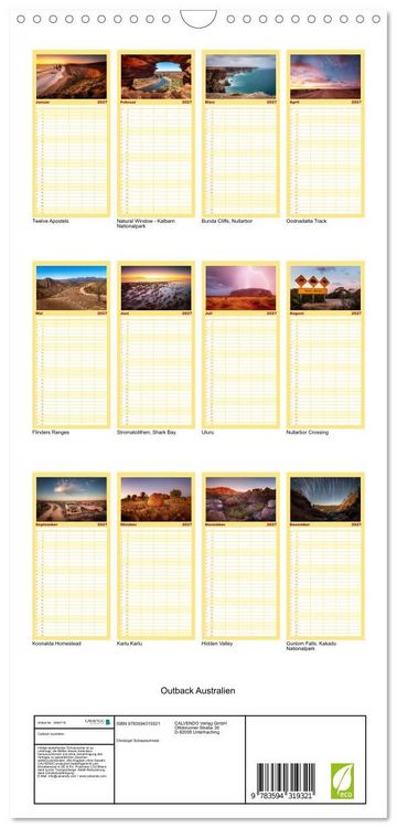Produktbild: Familienplaner 2027 - Outback Australien mit 5 Spalten (Wandkalender, 21 x 45 cm) CALVENDO