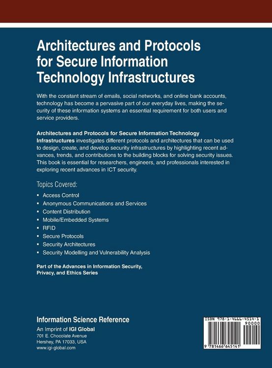 Produktbild: Architectures and Protocols for Secure Information Technology Infrastructures